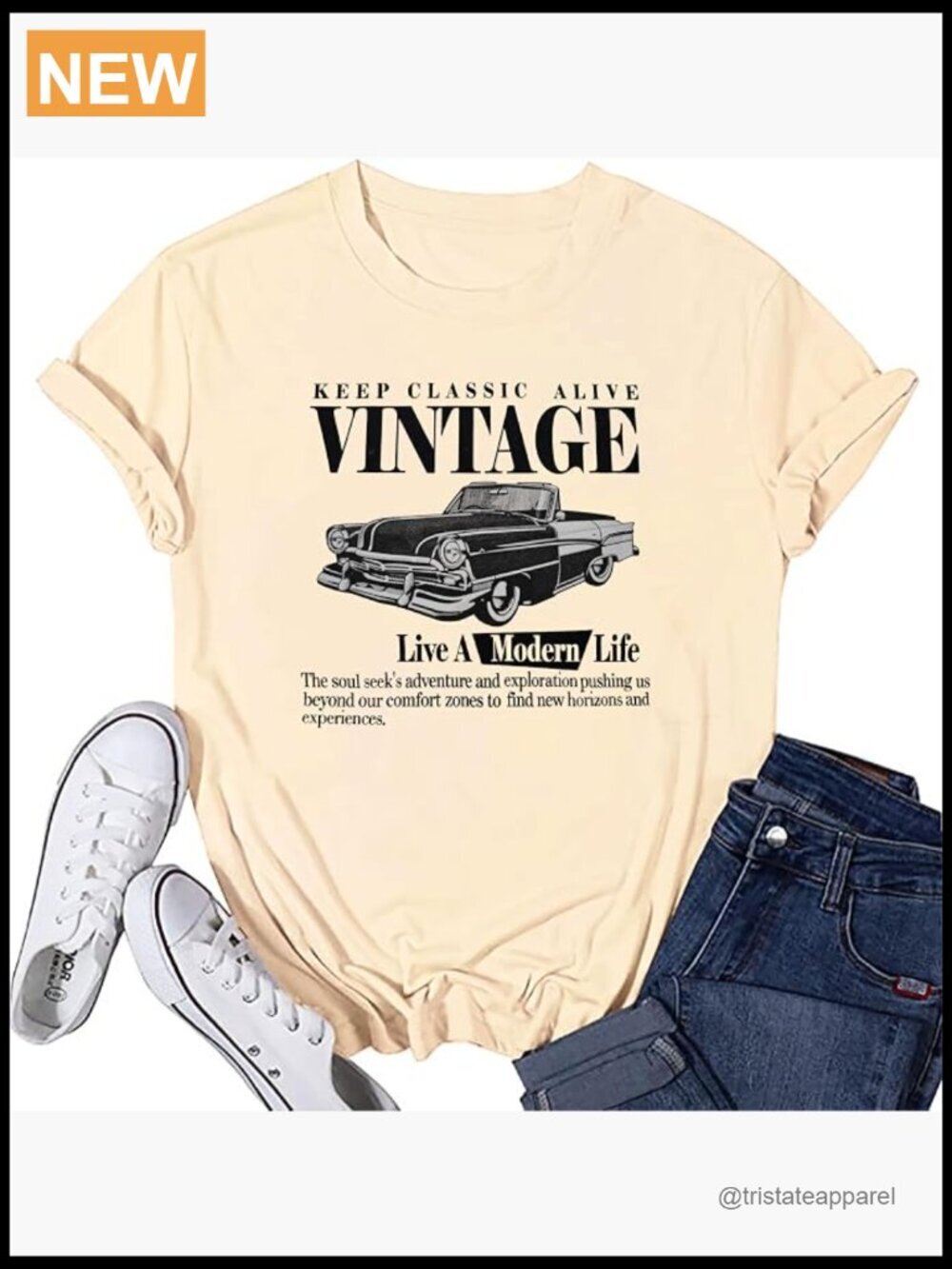 Vintage Car Graphic Tee Keep Classic Alive Tshirt Summer Top